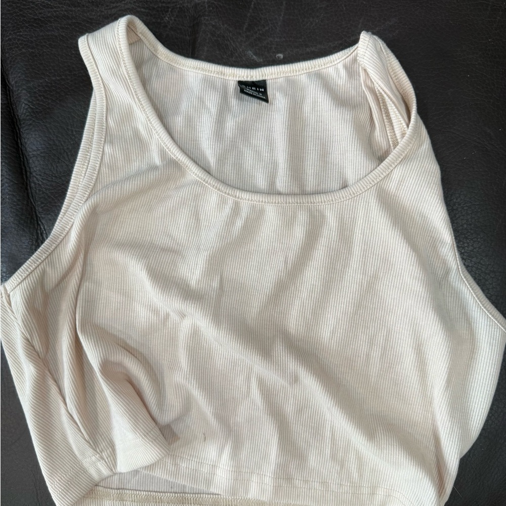 SHEIN Ribbed Cream Tank Top